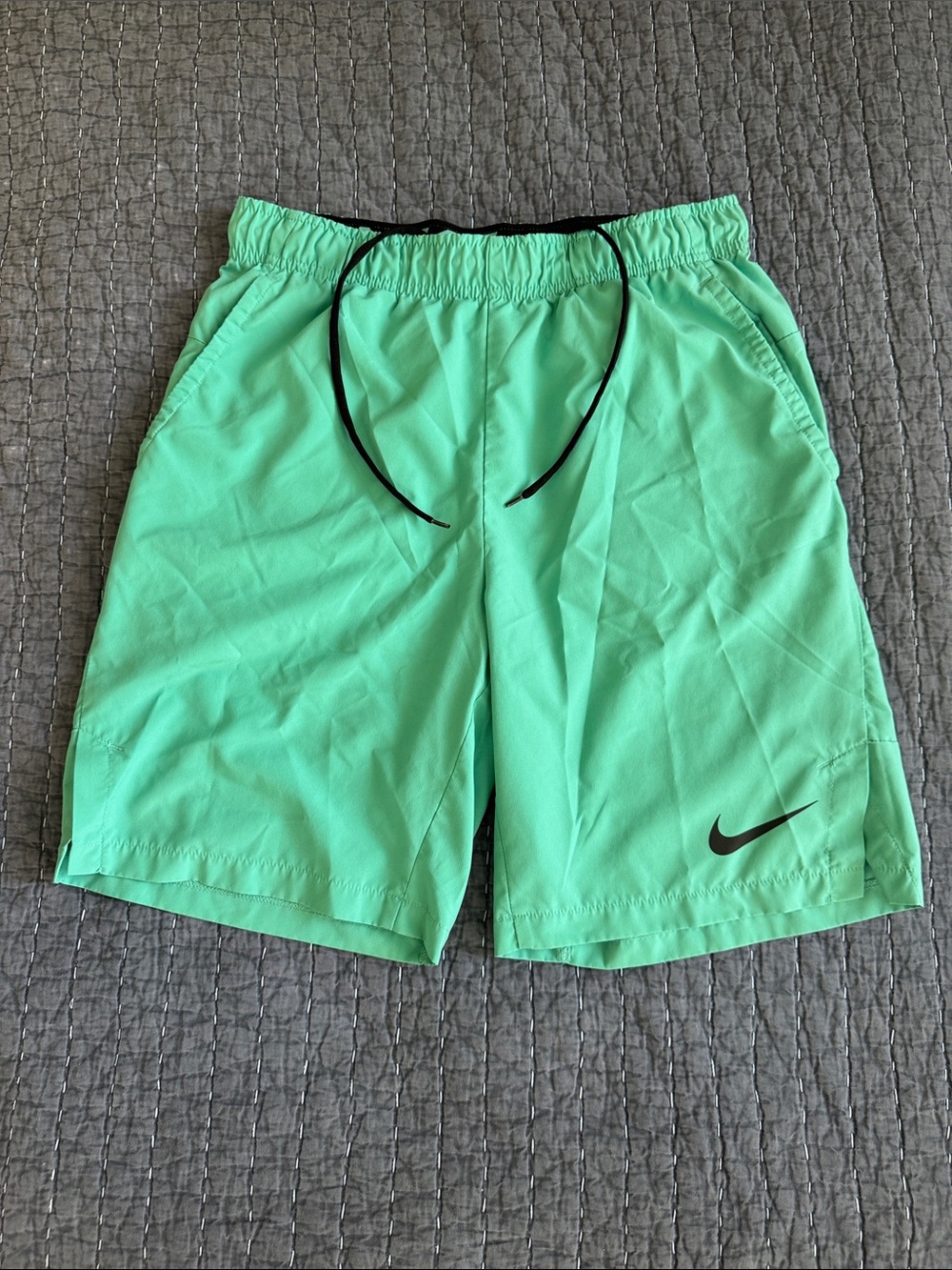 Nike Aqua Green Athletic Shorts with Black Swoosh